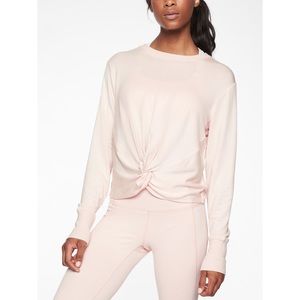 Athleta Twist Front Cropped Sweatshirt Light Pink